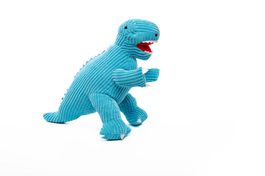 Corduroy T-Rex Dinosaur Plush Toy in Blue