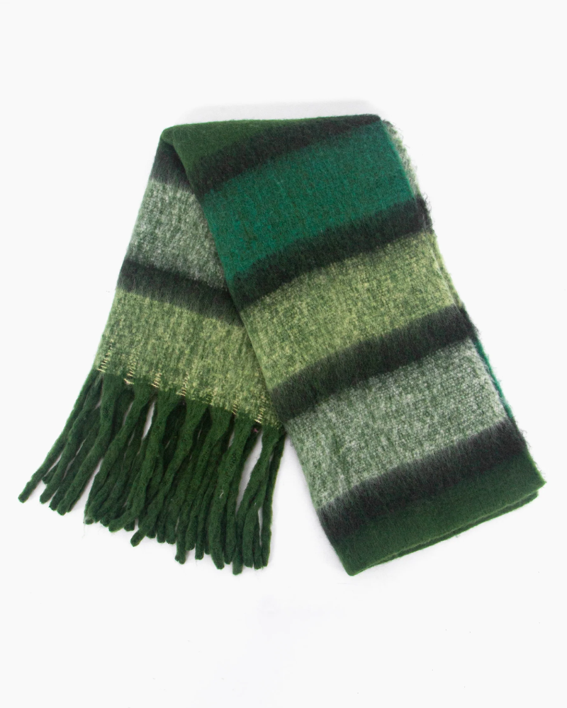 Blair Green Block Stripe Heavyweight Scarf