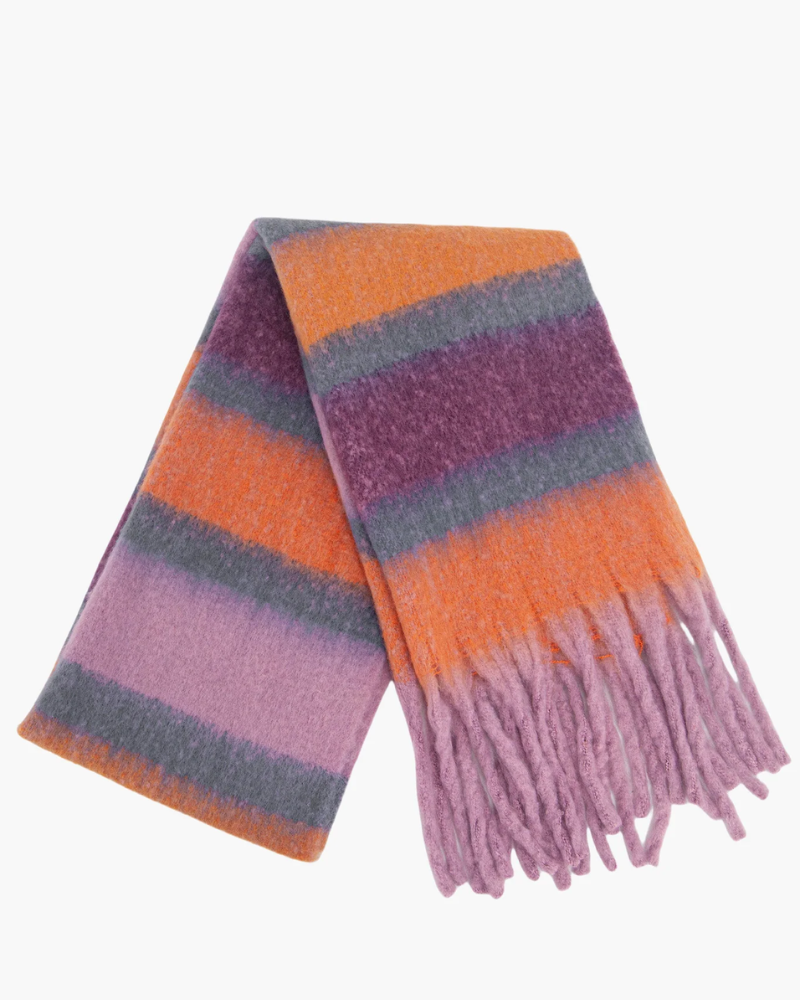Blair Lilac & Orange Block Stripe Heavyweight Scarf