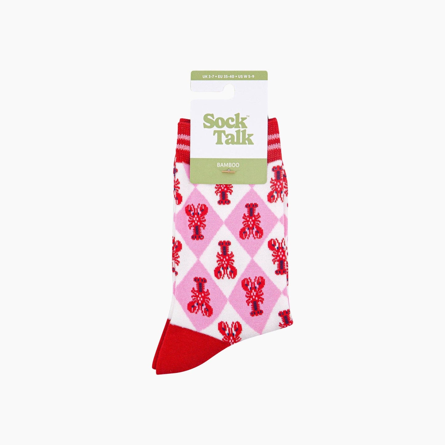Lobster Checkerboard Bamboo Socks in Pink