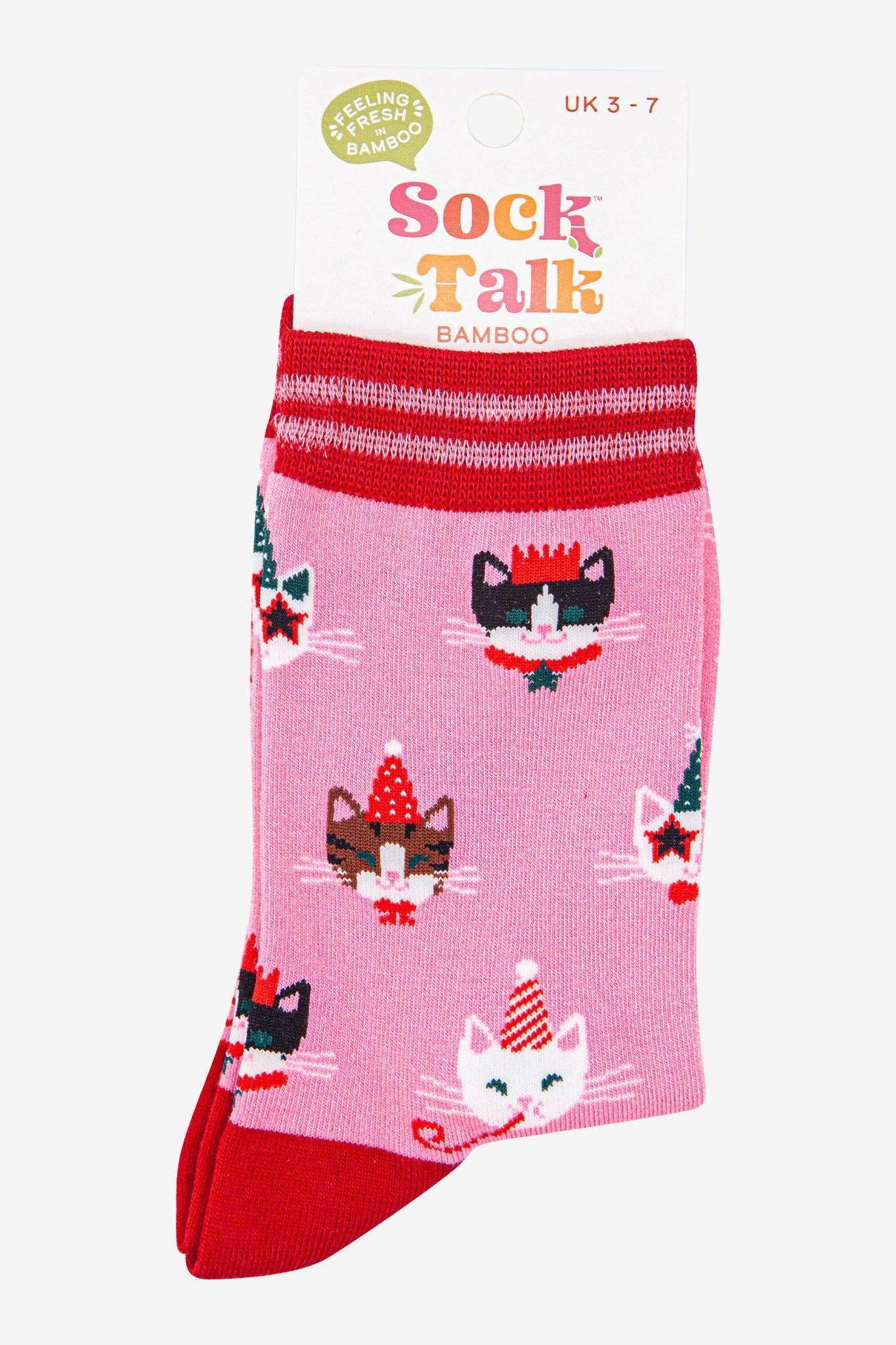 Pink Party Cats Bamboo Crew Socks