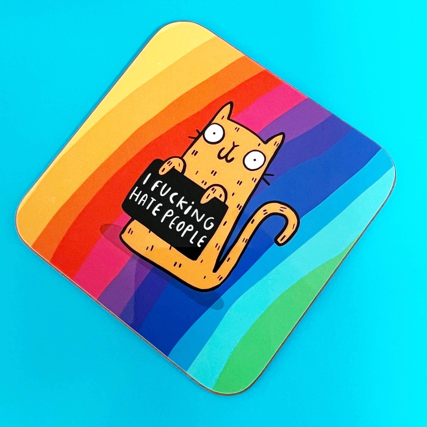 I Fucking Hate People Sweary Cat Coaster