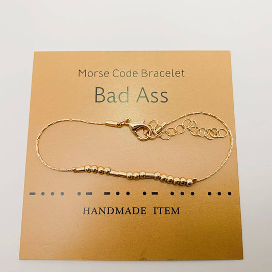 BAD ASS Handmade Golden Morse Code Bracelet