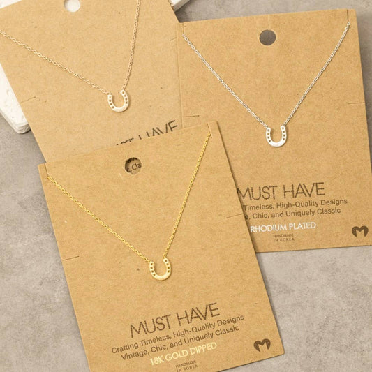 Mini Horseshoe Pendant Necklace in Gold or Silver