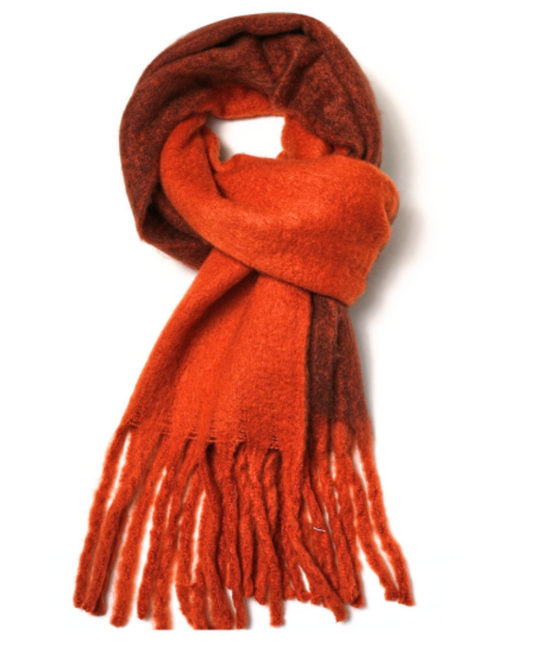 Orange Chunky Block Colour Blanket Scarf