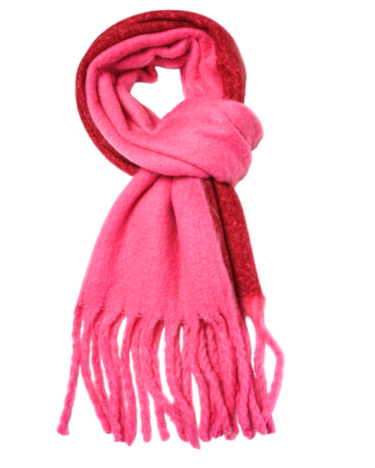 Pink Chunky Block Colour Blanket Scarf