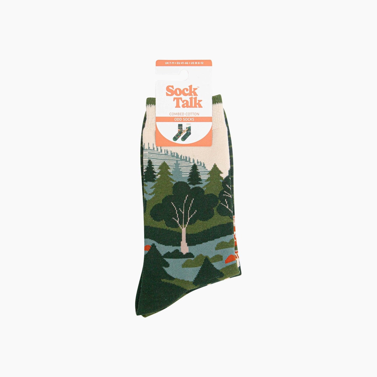 Woodland Forest Combed Cotton Odd Socks in Green