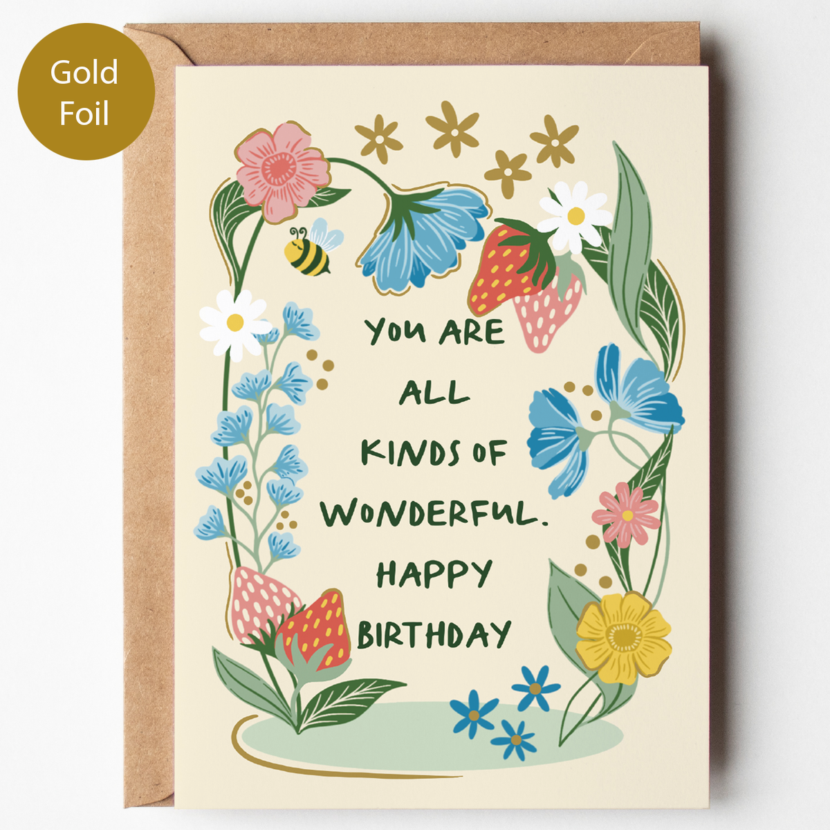 Floral Strawberries Birthday Card