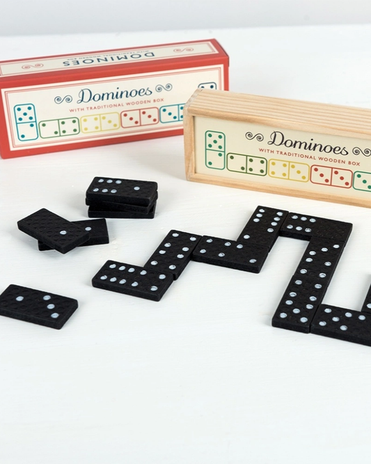 Dominoes in a Wooden Box