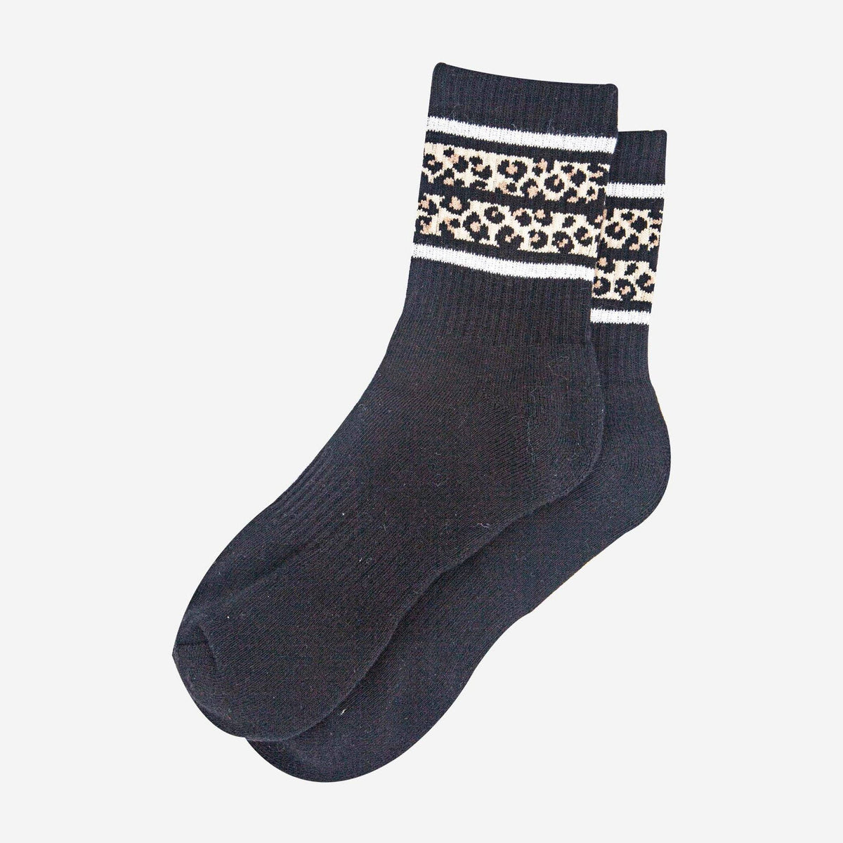 Leopard Stripe Black Organic Cotton Sport Socks