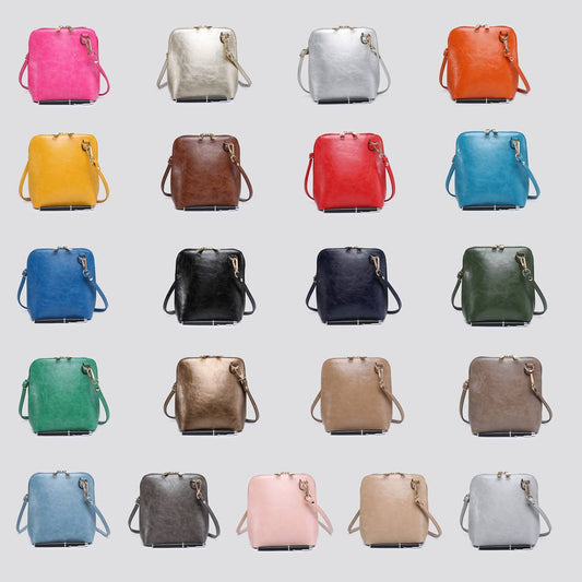 Premium Grade Vegan Leather Crossbody Bag in Navy