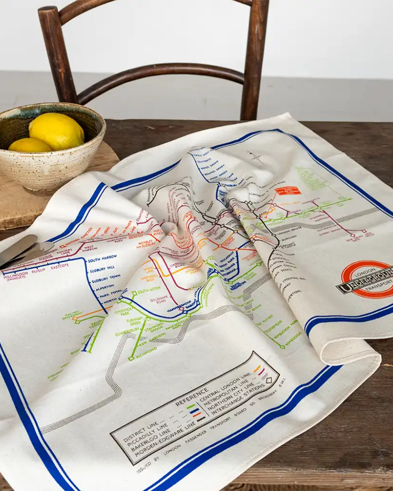 TFL Heritage Tube Map Tea Towel