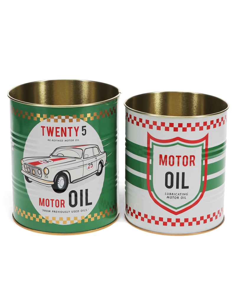 Motor Oil Storage Tins Set Of 2