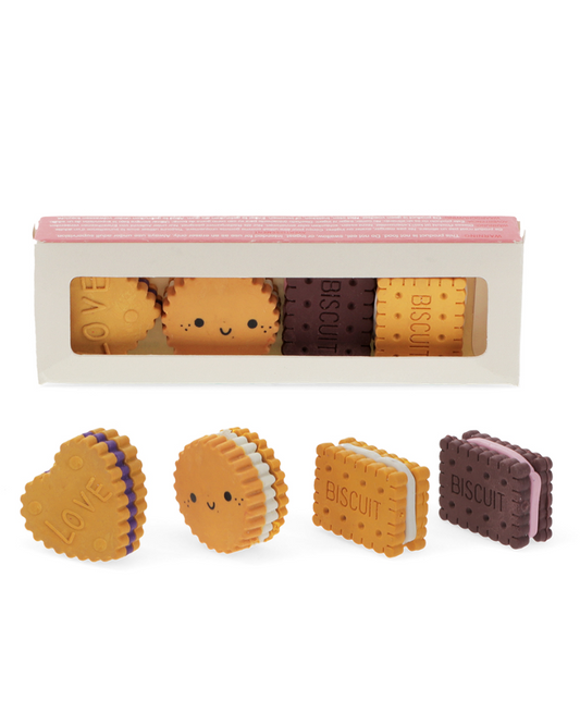 Set of 4 Mini British Biscuit Erasers