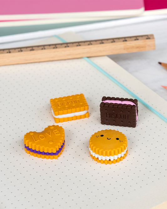 Set of 4 Mini British Biscuit Erasers
