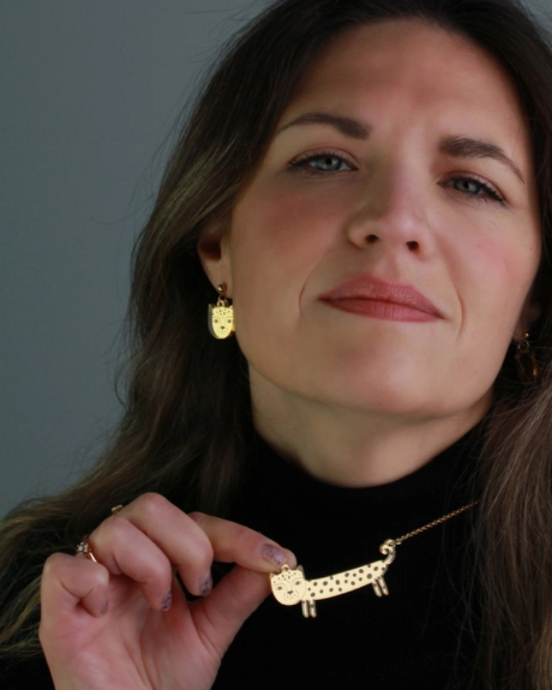 Gold Leopard Sausage Necklace