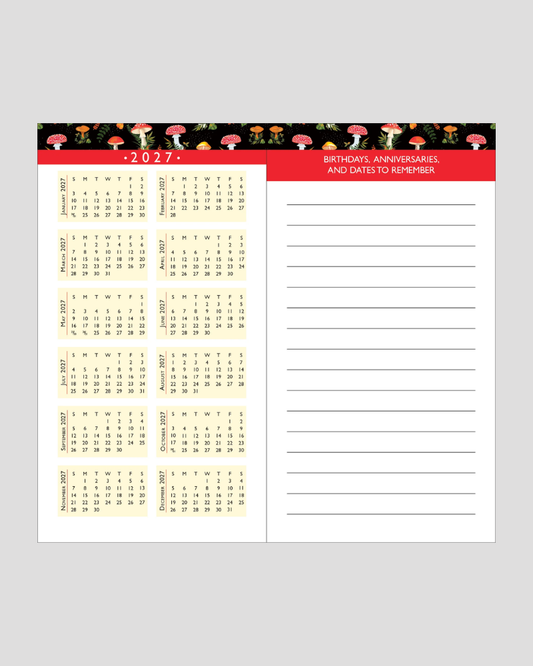 Mushrooms 2025 to 2026 2 Year Pocket Planner