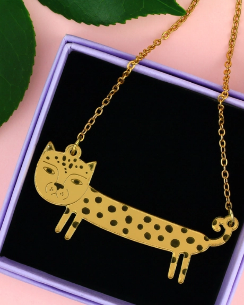 Gold Leopard Sausage Necklace
