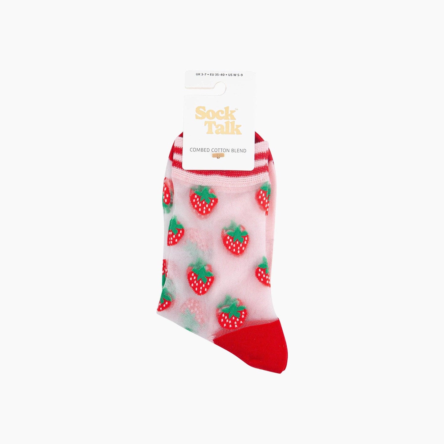 Strawberries Fruit Combed Cotton Sheer Pop Socks
