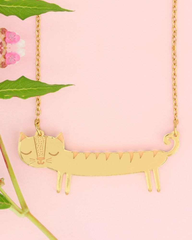 Mini Sausage Cat Necklace Gold & Silver