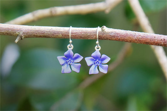 Periwinkle Blue Flower Drop Hook Earrings