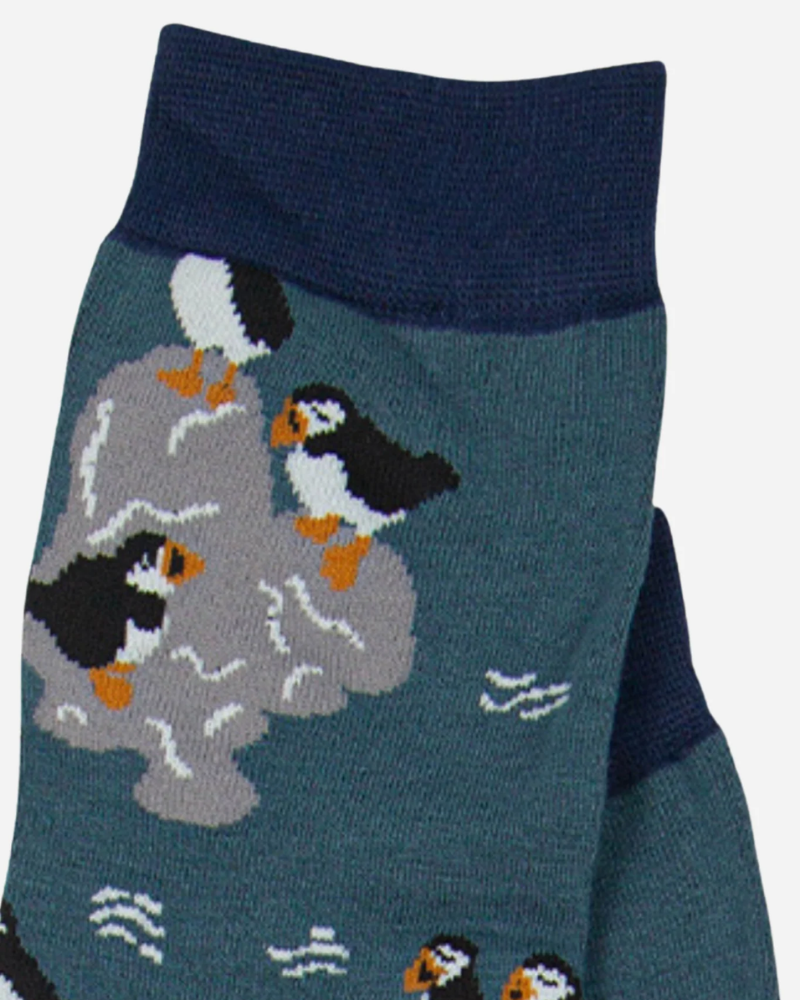 Puffins on Rocks Bamboo Socks