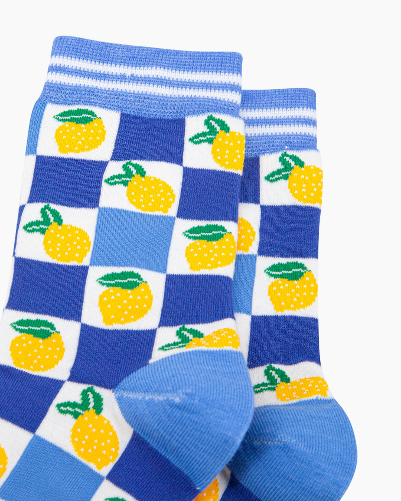 Lemon Checkerboard Bamboo Socks