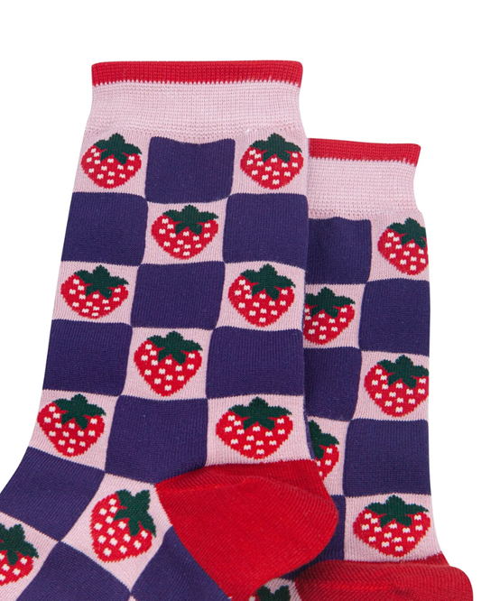 Strawberry Squares Bamboo Socks