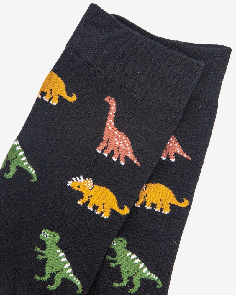 Black Dinosaur Bamboo Socks