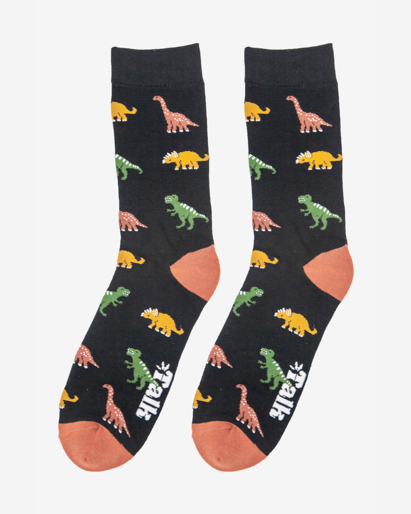 Black Dinosaur Bamboo Socks