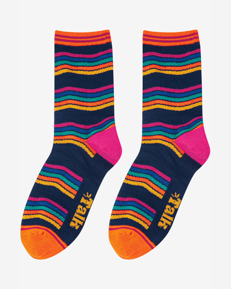 Navy Stripe Bamboo Socks