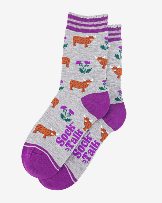 Highland Cow & Thistle Bamboo Socks