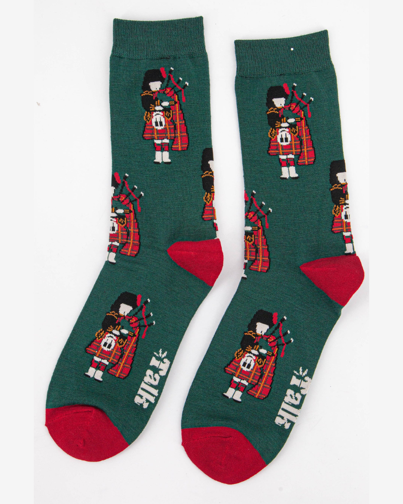 Green Scottish Piper Bamboo Socks