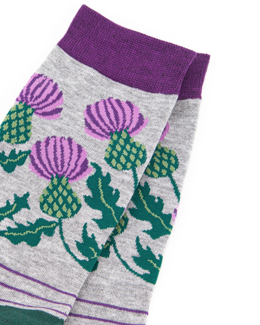Purple Scottish Thistle Bamboo Socks