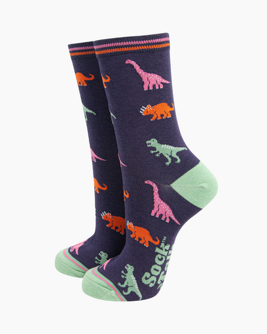 Multicoloured Dinosaur Ladies Socks Assorted
