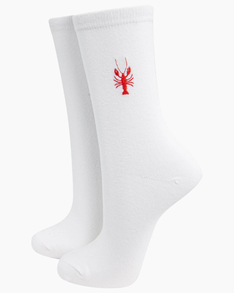 Lobster Embroidered Cotton Socks