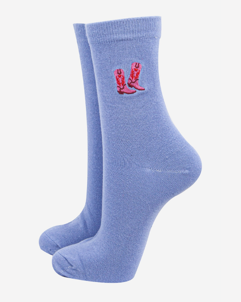 Cowboy Boot Embroidered Socks