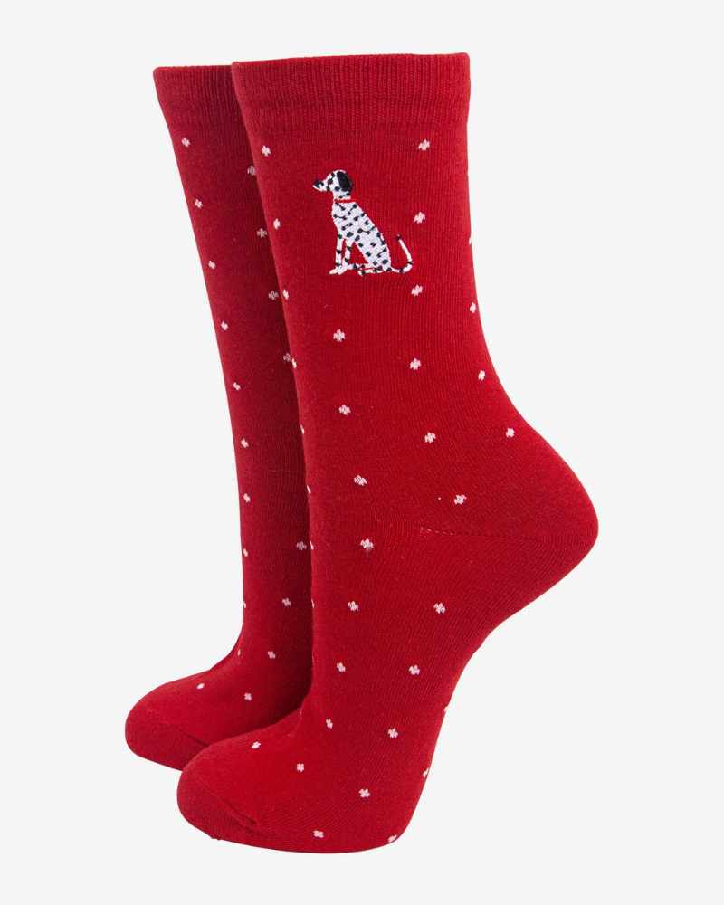 Dalmatian Embroidered Socks