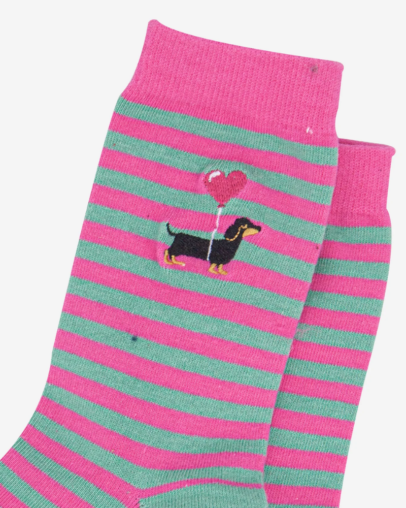 Dachshund Stripe Embroidered Socks