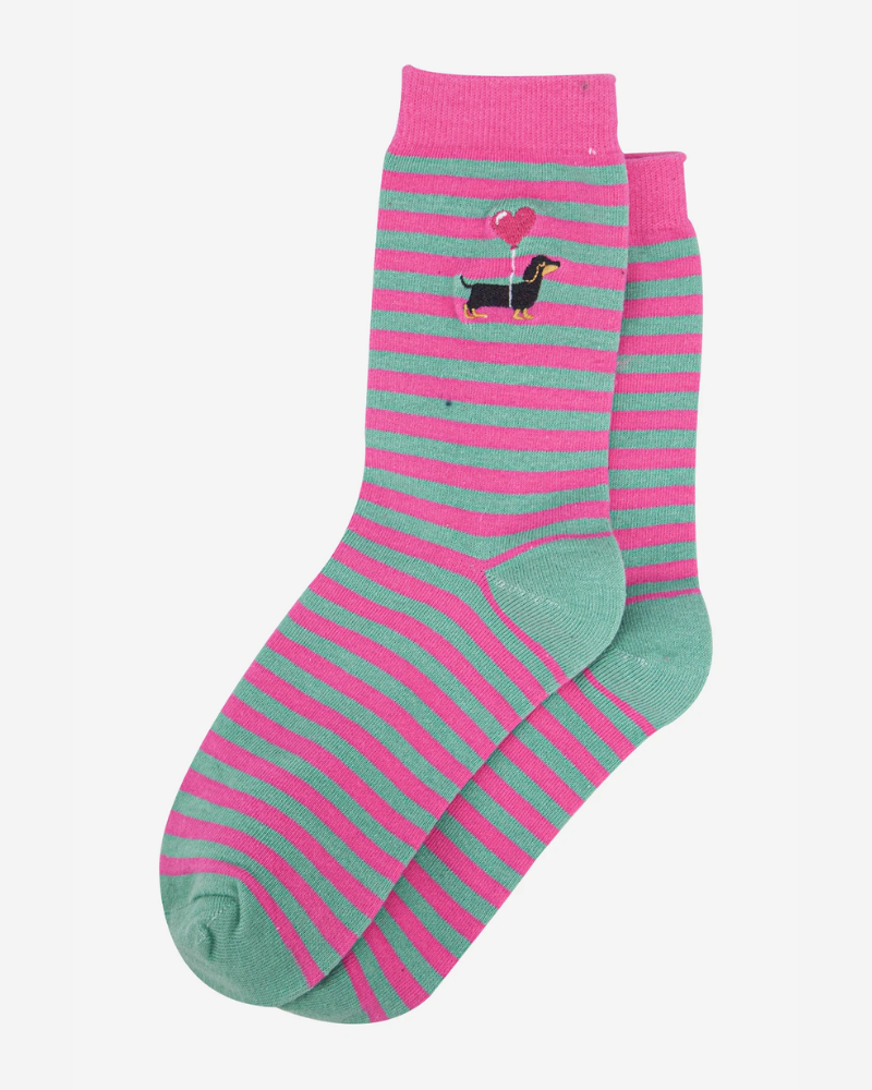 Dachshund Stripe Embroidered Socks