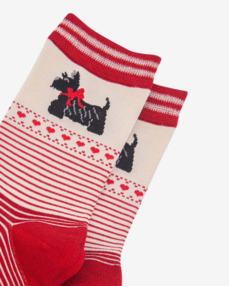 Red Stripe Scottish Terrier Bamboo Socks