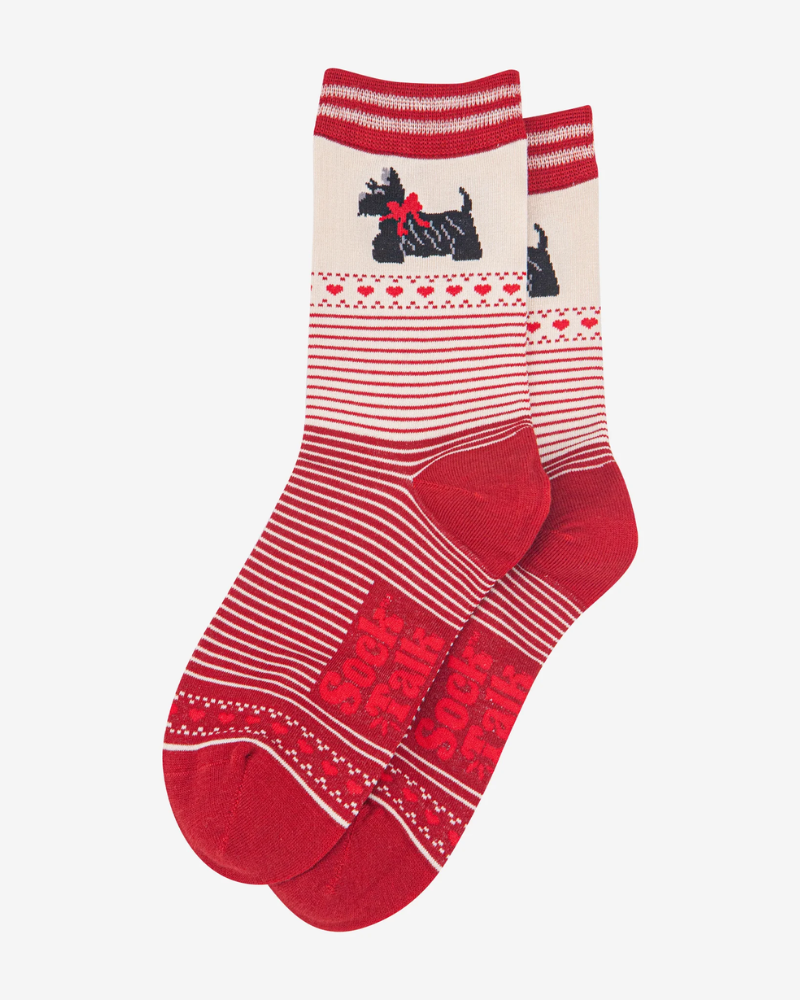 Red Stripe Scottish Terrier Bamboo Socks
