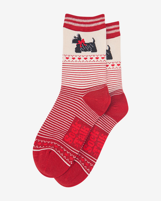 Red Stripe Scottish Terrier Bamboo Socks