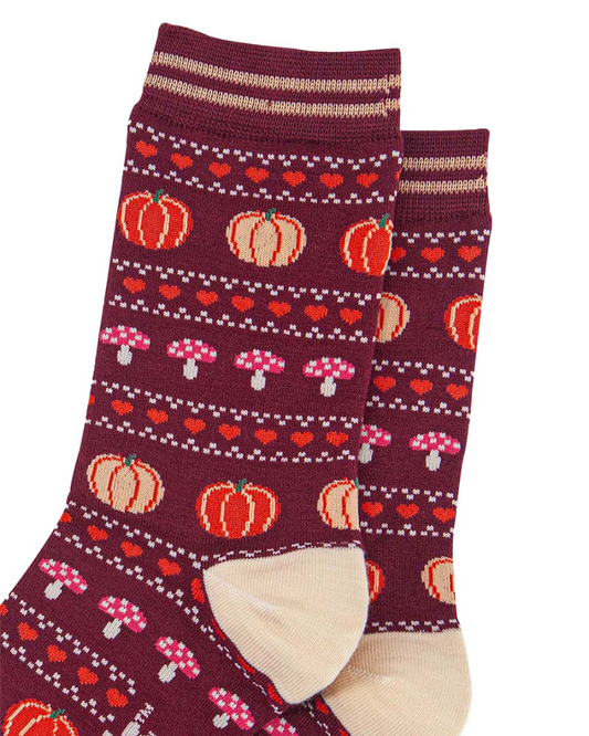 Pumpkin Toadstool Fair Isle Bamboo Socks
