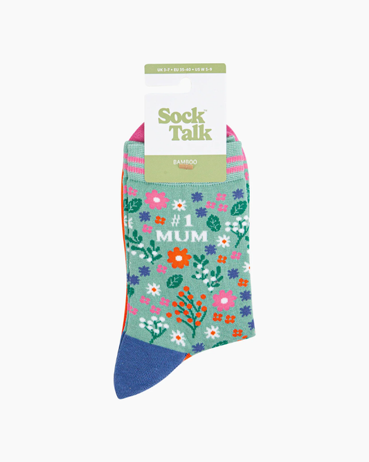 Number 1 Mum Floral Bamboo Socks