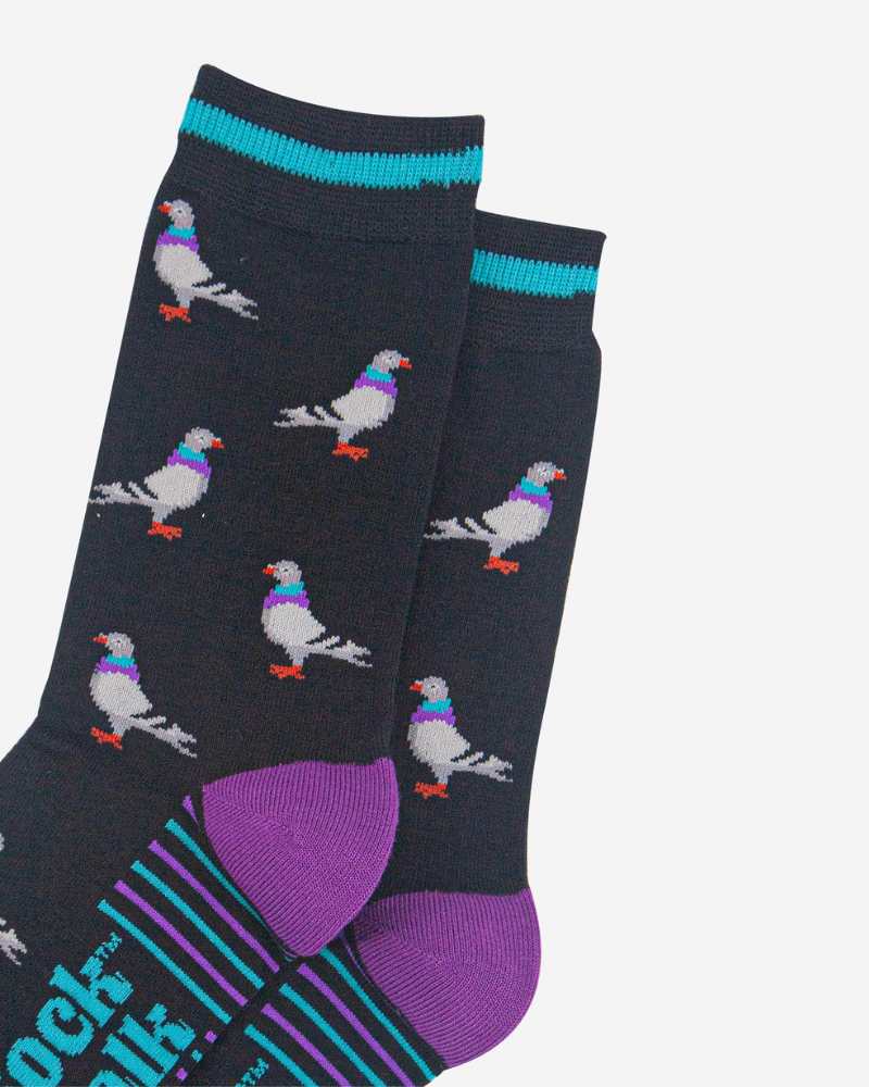 Black & Purple Pigeon Bamboo Socks