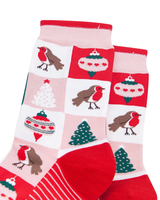 Christmas Tree Squares Bamboo Socks