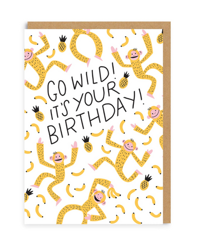 Go Wild Birthday Monkey Greeting Card