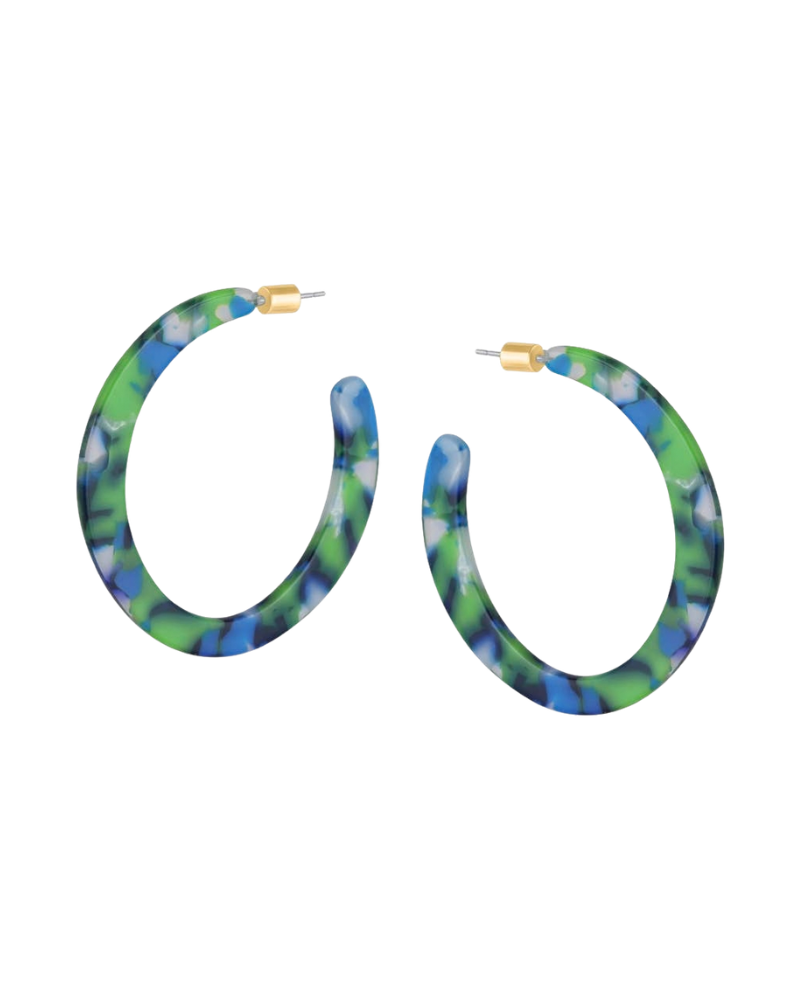 Camille Resin Statement Cut Out Hoop Earrings in Blue