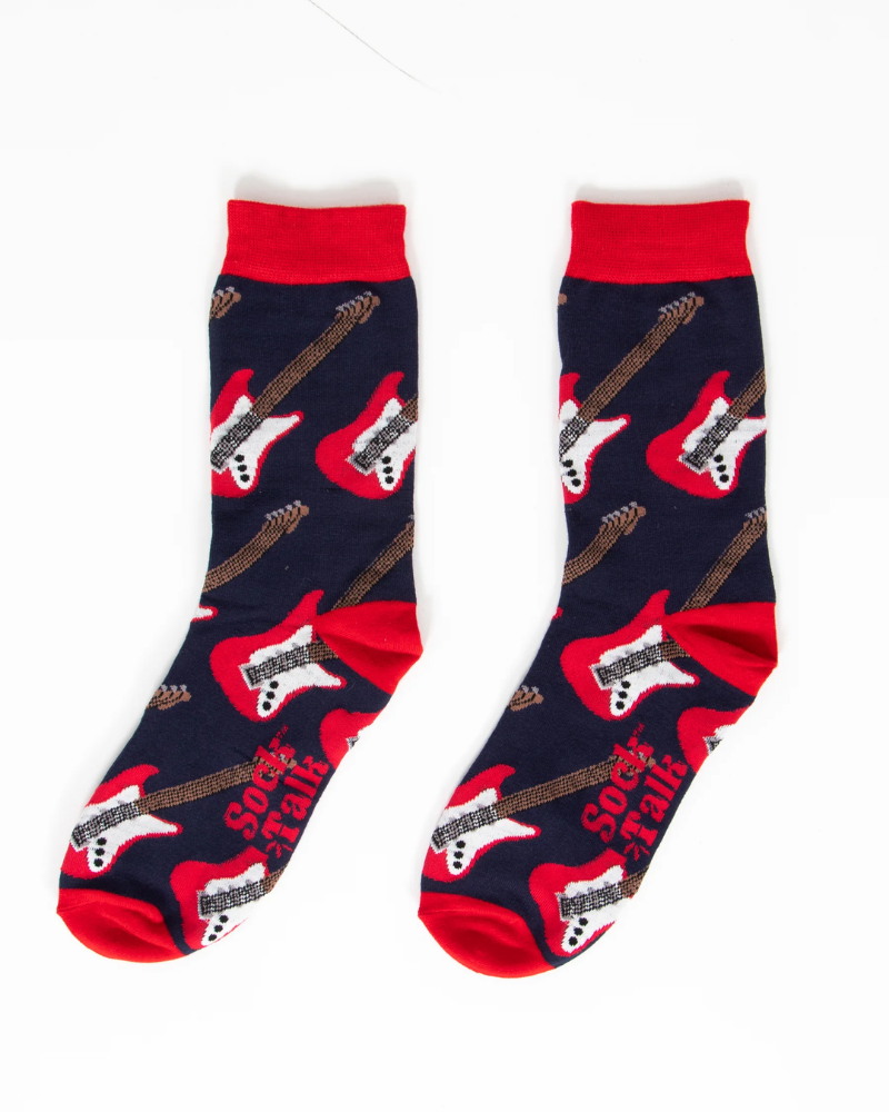 Blue & Red Electric Guitar Bamboo Socks